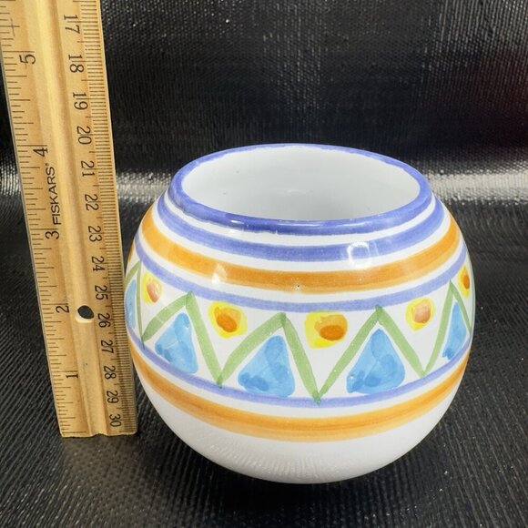 Hand Made Italian Art Pottery Signed TERRAGLIA Round Dish Bowl Vase Made Italy - Picture 2 of 9